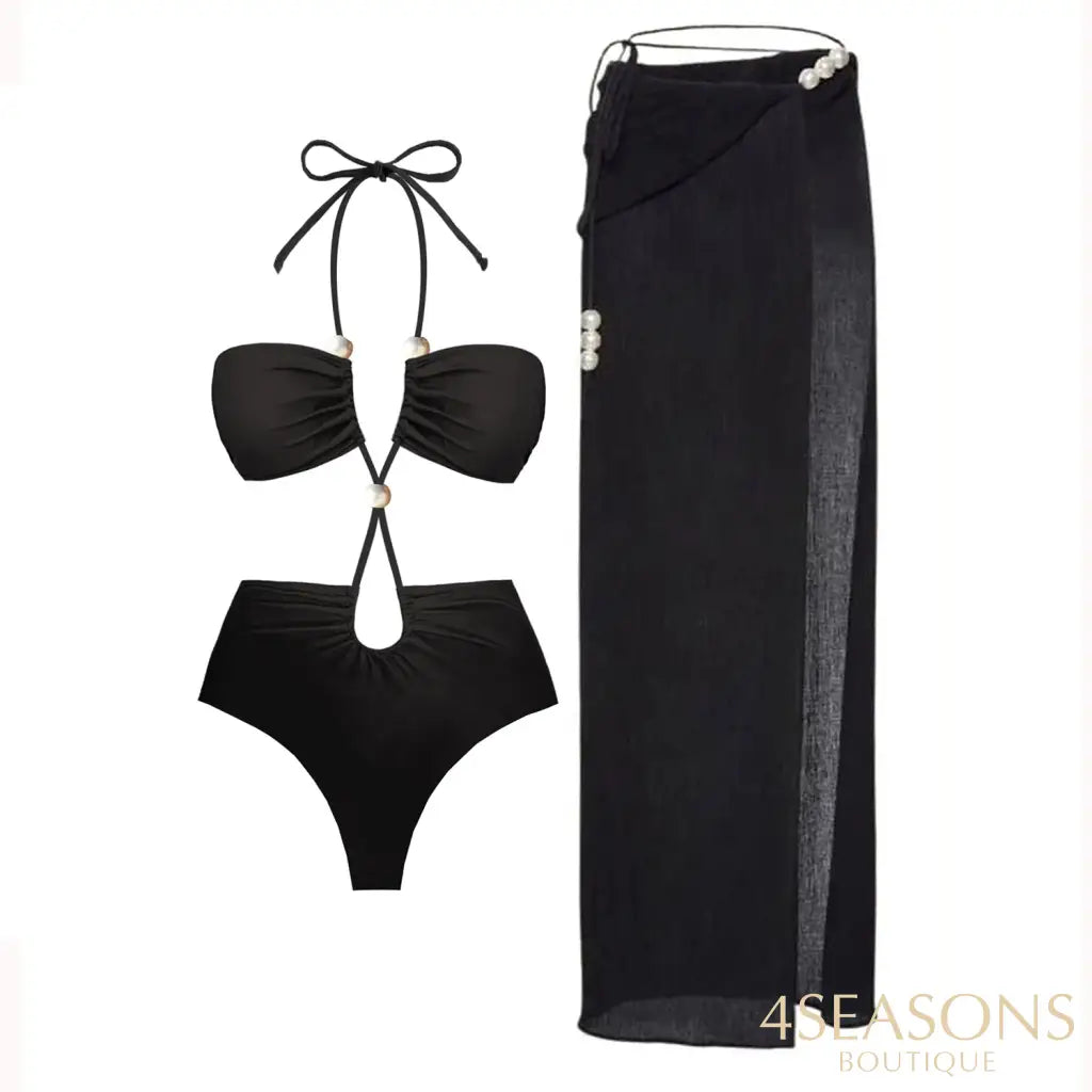 Conjunto de Biquíni Pérolas Com Saída de Praia